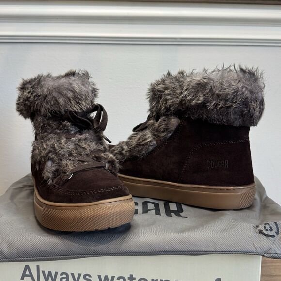 Cougar Winter Snow Boots Size 9 Women's Brown Cocoa Dasha Faux Fur Lace Up Zip - Picture 3 of 9